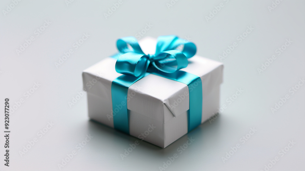 Obraz premium White gift box with blue bow . isolated on white background, White gift box with a red bow on white background. 3D rendering, White gift boxes with red ribbon on pink background. 3d rendering. 