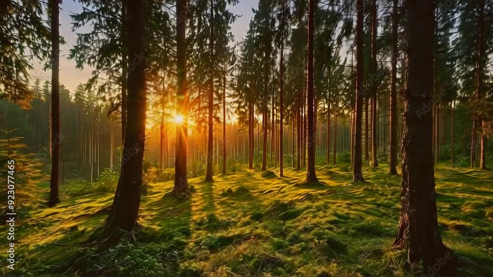 forest scenery with sunset background, Ai Generated Images forest scenery with sunset background, Ai Generated Images