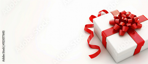 White gift box with red bow . isolated on white background,  White gift box with a red bow on white background. 3D rendering, White gift boxes with red ribbon on pink background. 3d rendering. 