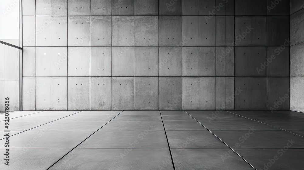 Tiled Floor and Concrete Wall in a Corner Room Tiled Floor and Concrete Wall in a Corner Room