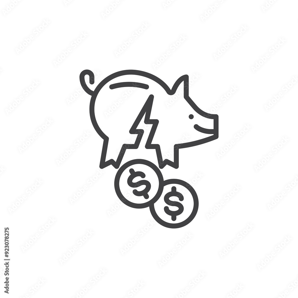 Savings Loss line icon Savings Loss line icon