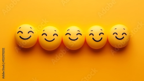 Joyful Emoticons Promoting a Positive Mindset, A vibrant collection of joyful emoticons, emphasizing the importance of maintaining a positive mindset for overall emotional wellbeing and mental health