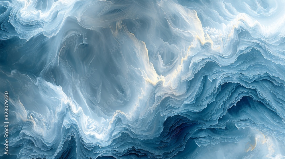 Swirling blue waves with soft highlights captured in an abstract design Swirling blue waves with soft highlights captured in an abstract design