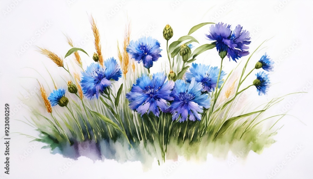 Kornblumen auf weiße Hintergrund Aquarell Kornblumen auf weiße Hintergrund Aquarell