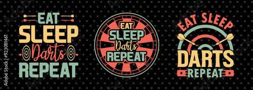 Eat Sleep Darts Repeat SVG Dartboard Bundle Darts Game Darts Quote Design PET 00609 