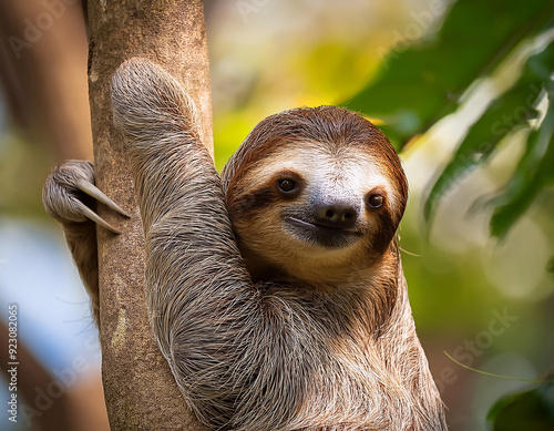 Portrait of a Sloth in a tree photo