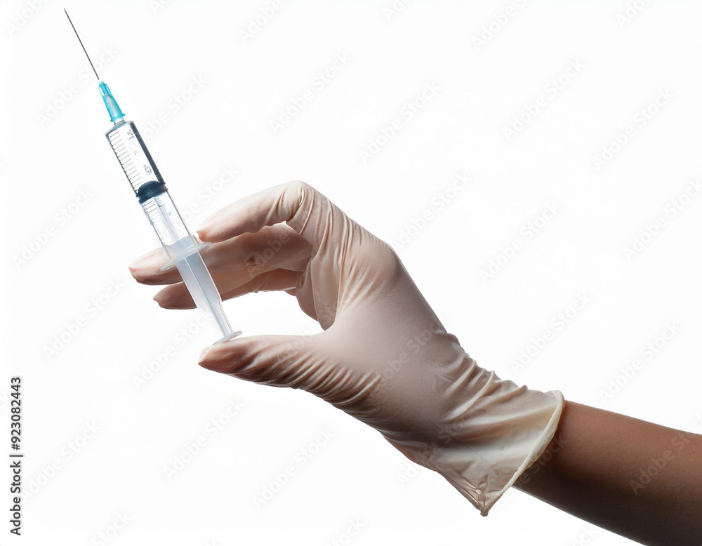 Close-up with a hand holding a syringe Close-up with a hand holding a syringe