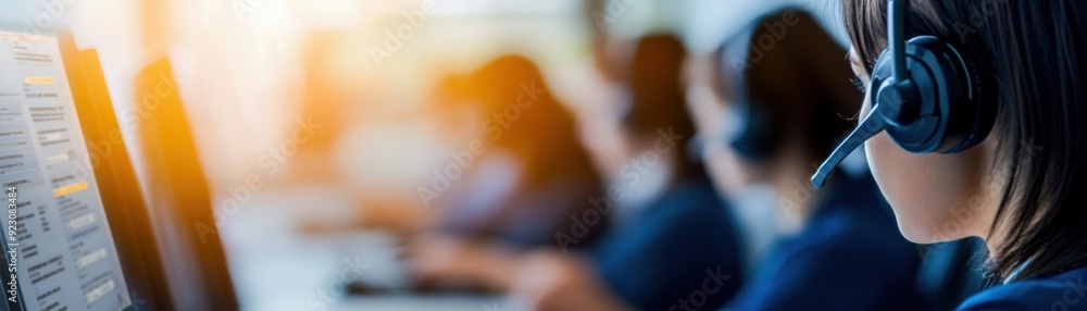 Efficient call center, team of agents managing customer interactions, seamless service Efficient call center, team of agents managing customer interactions, seamless service