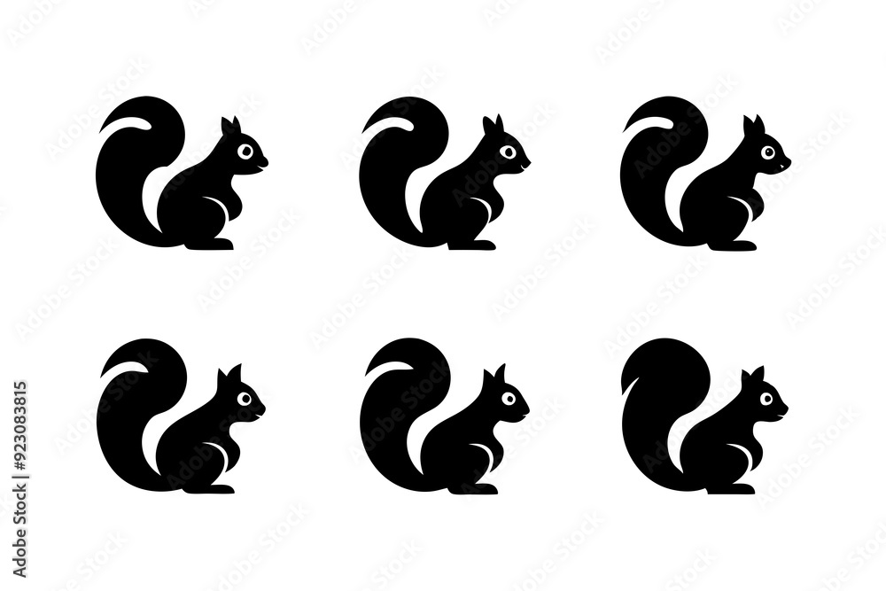 Naklejka premium Squirrel logo icons. Set of silhouette vector illustrations.