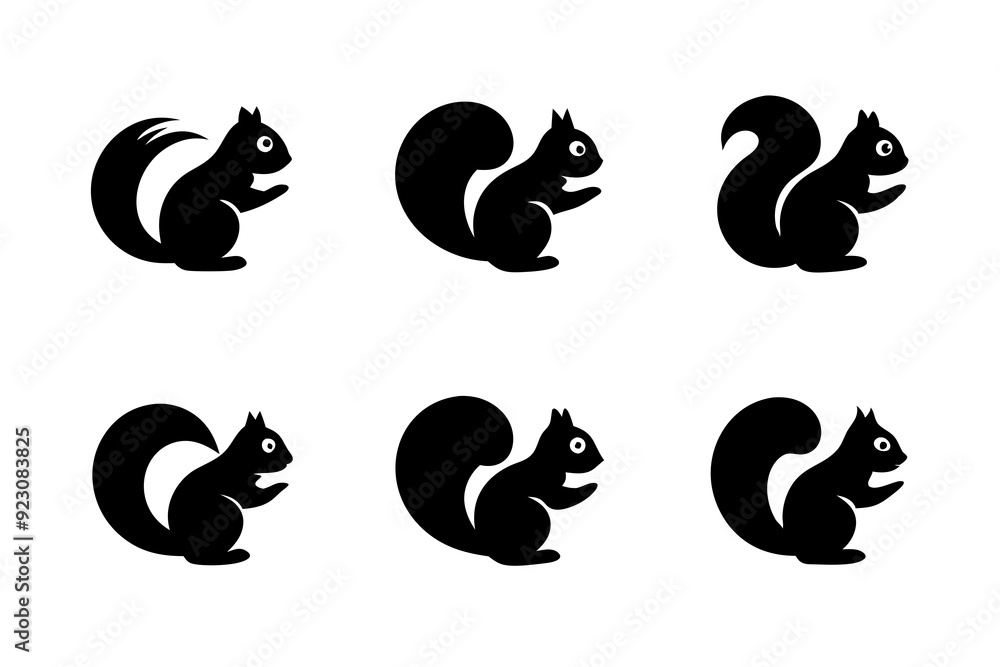 Squirrel logo icons. Set of silhouette vector illustrations. Squirrel logo icons. Set of silhouette vector illustrations.