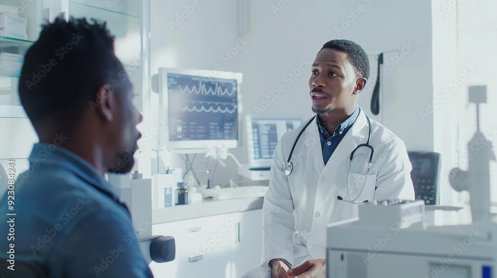 A Doctor Examining a Patient in a Clinic Using a Stethoscope A Doctor Examining a Patient in a Clinic Using a Stethoscope