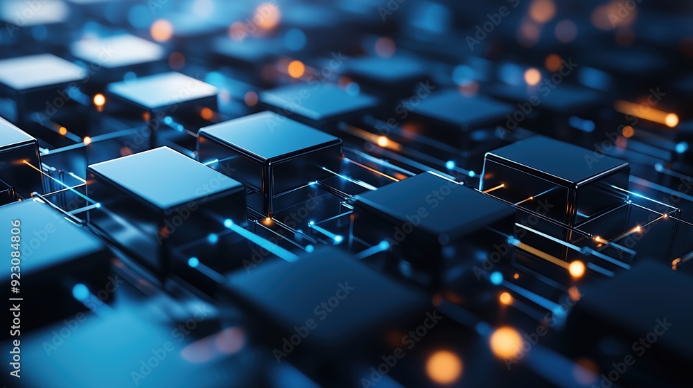 Obraz premium Search engine structure with interlocking 3D components, data flowing through, Search Engine, tech innovation