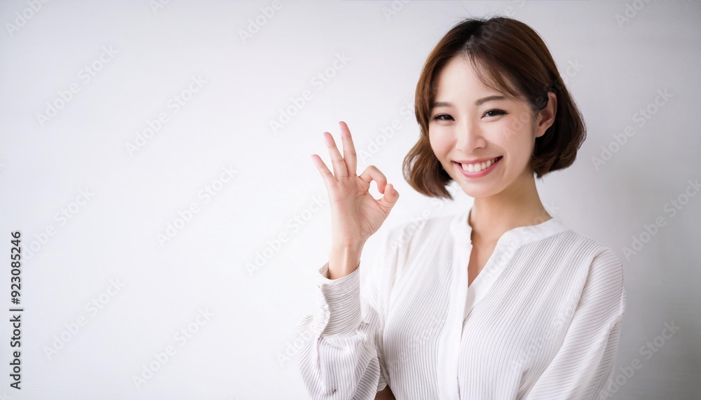 オッケーする若いビジネスウーマン オッケーする若いビジネスウーマン