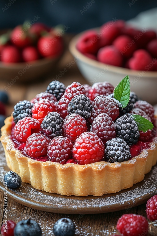 Vibrant Berry Chiboust Tart with Fresh Fruit Topping Vibrant Berry Chiboust Tart with Fresh Fruit Topping