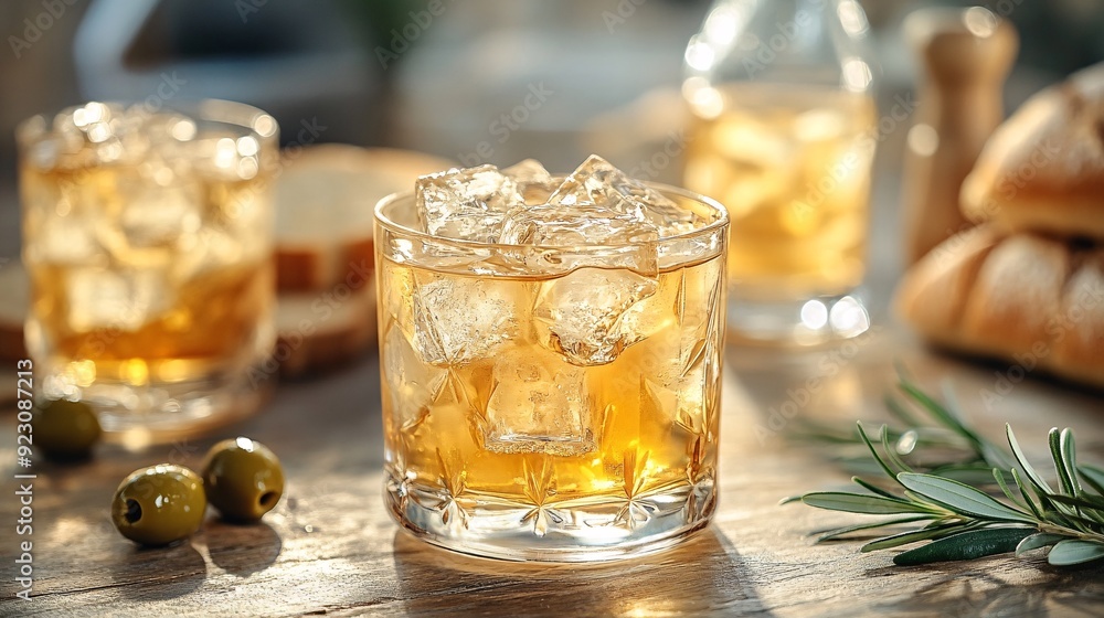 Glass of Refreshing Iced Lemonade on Rustic Table Glass of Refreshing Iced Lemonade on Rustic Table