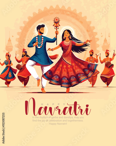 Happy navratri and Subh navaratri with ma durga social media post banner template
