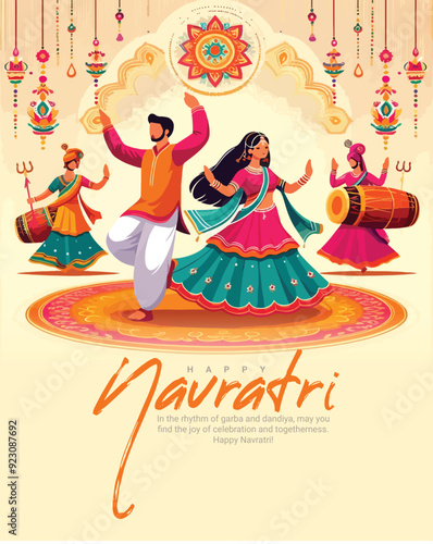 Happy navratri and Subh navaratri with ma durga social media post banner template
