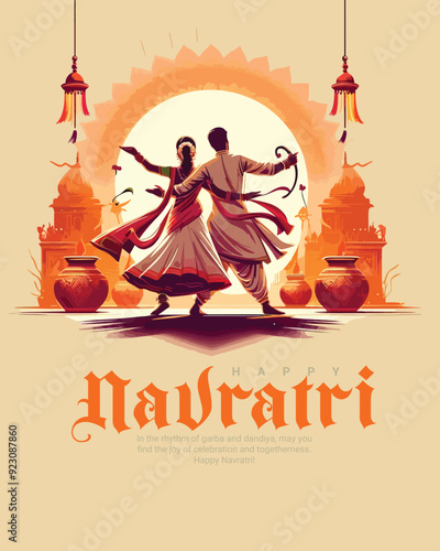 Happy navratri and Subh navaratri with ma durga social media post banner template

