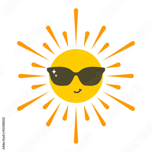 Summer sun character with sunglasses . Vector illustration can used for summer sticker, poster and print