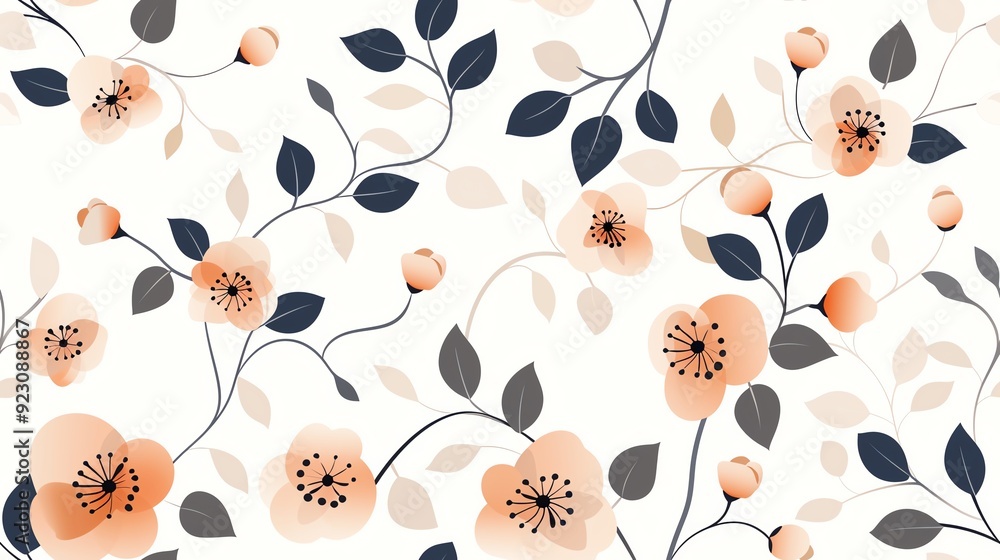 Seamless pattern with classic floral motifs and a modern twist Seamless pattern with classic floral motifs and a modern twist