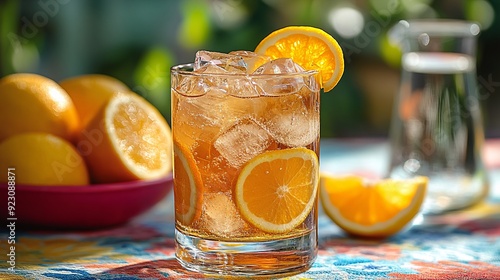 Refreshing Citrus Pastis with Orange Slices and Ice