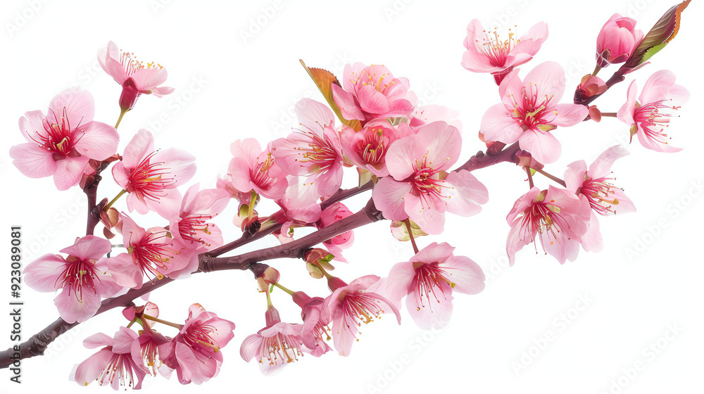 branch of a pink flowering tree with many small, delicate blossoms branch of a pink flowering tree with many small, delicate blossoms