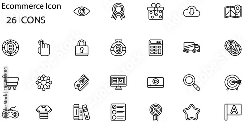 Set of Ecommerce icons. Line art style icons bundle. vector illustration