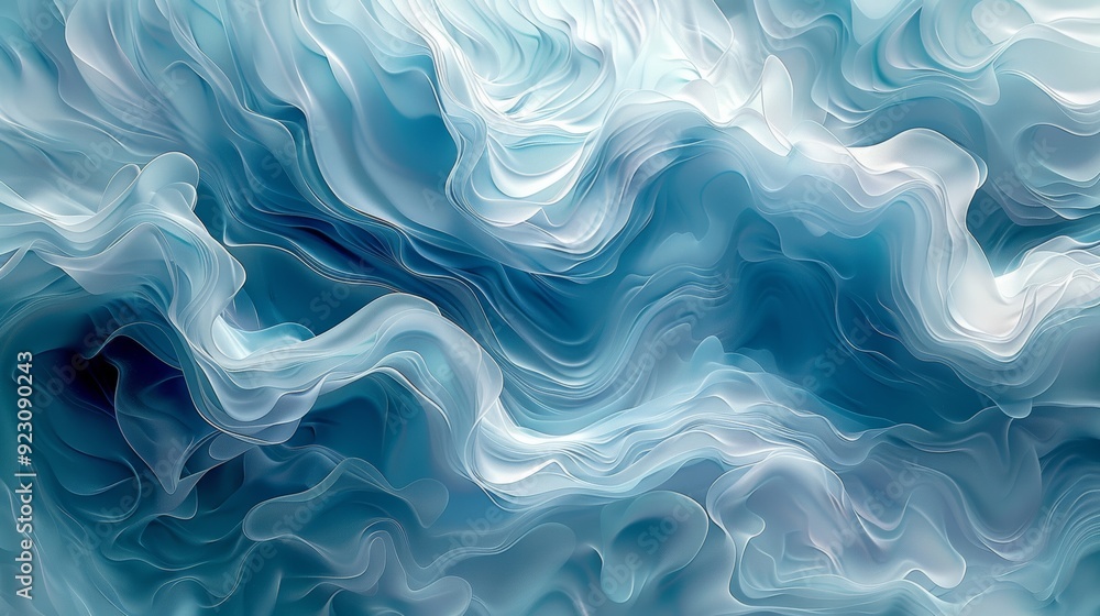 Fototapeta premium Abstract blue and white swirling patterns resembling ocean waves during daylight