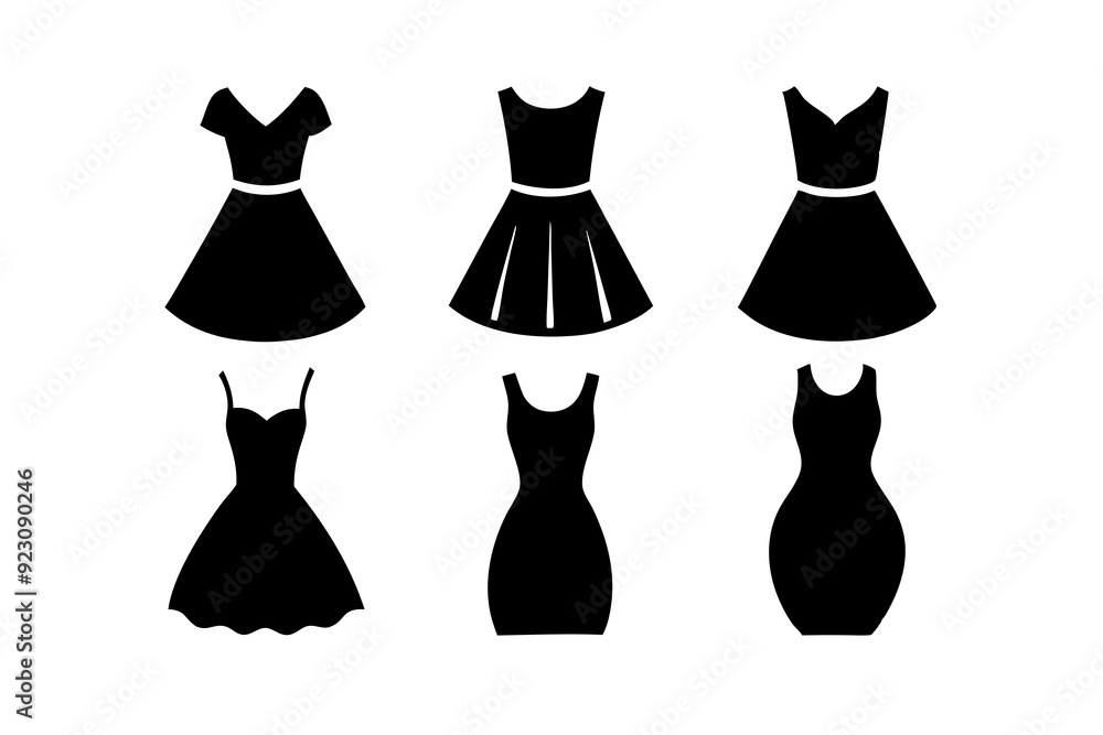 Fit Dress logo icons. Set of silhouette vector illustrations. Fit Dress logo icons. Set of silhouette vector illustrations.