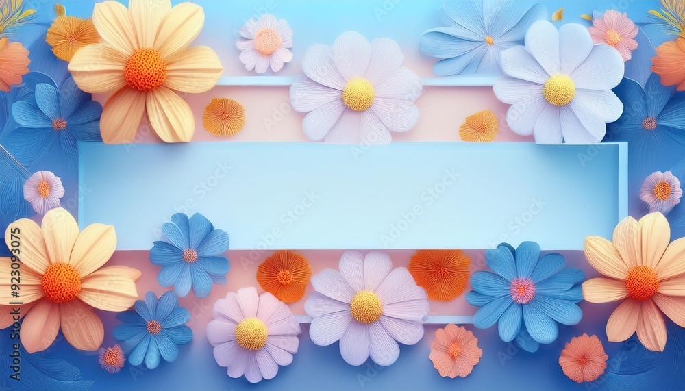 Obraz premium コスモスのタイトルフレーム Cosmos flower