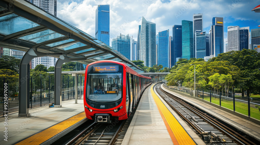 Naklejka premium Digital transport cards in Singapore: Convenience in public transit,