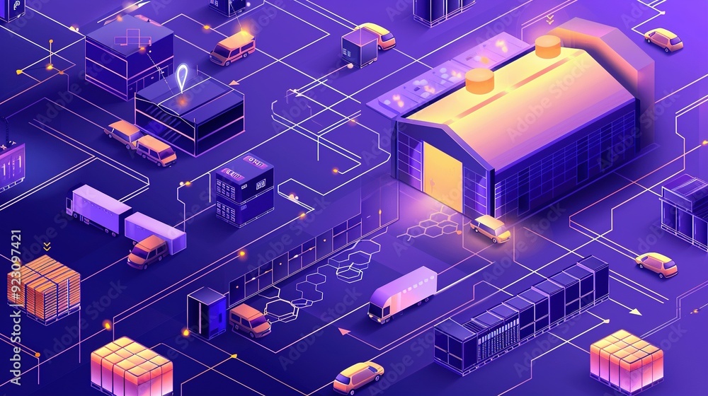 Smart Warehouse Management System with Emphasis on Inventory Control: An Isometric Illustration Featuring IoT Devices Smart Warehouse Management System with Emphasis on Inventory Control: An Isometric Illustration Featuring IoT Devices