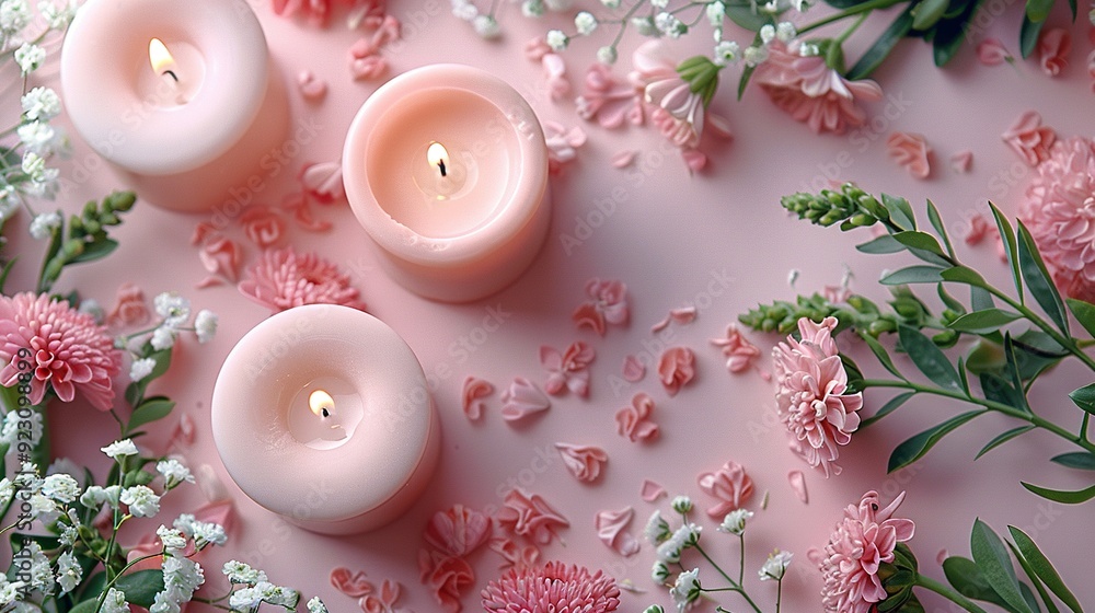 happy st valentines day card flat lay top view gift boxes heart shaped candles flowers on peach fuzz background. happy st valentines day card flat lay top view gift boxes heart shaped candles flowers on peach fuzz background.