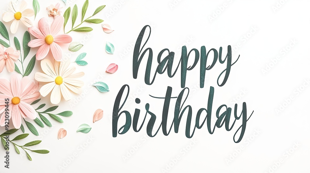 Obraz premium Digital Birthday Flower Illustration Design
