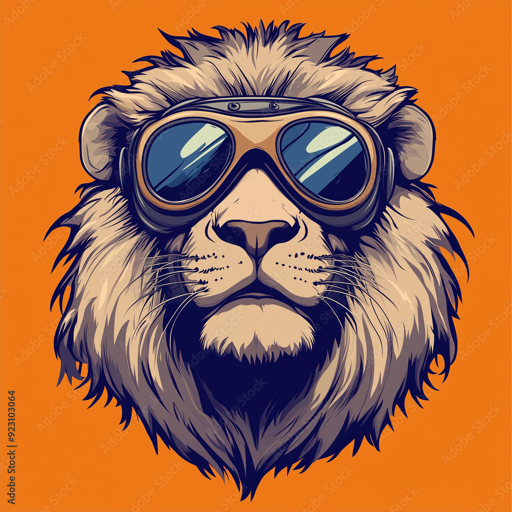 Soaring High: Lion with Aviator Goggles Cartoon T-Shirt Art Soaring High: Lion with Aviator Goggles Cartoon T-Shirt Art