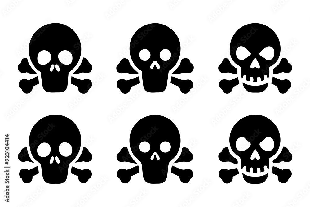Bones skull icons logo design. Set of skull icon silhouette vector art illustrations.
Bones skull icons logo design. Set of skull icon silhouette vector art illustrations.