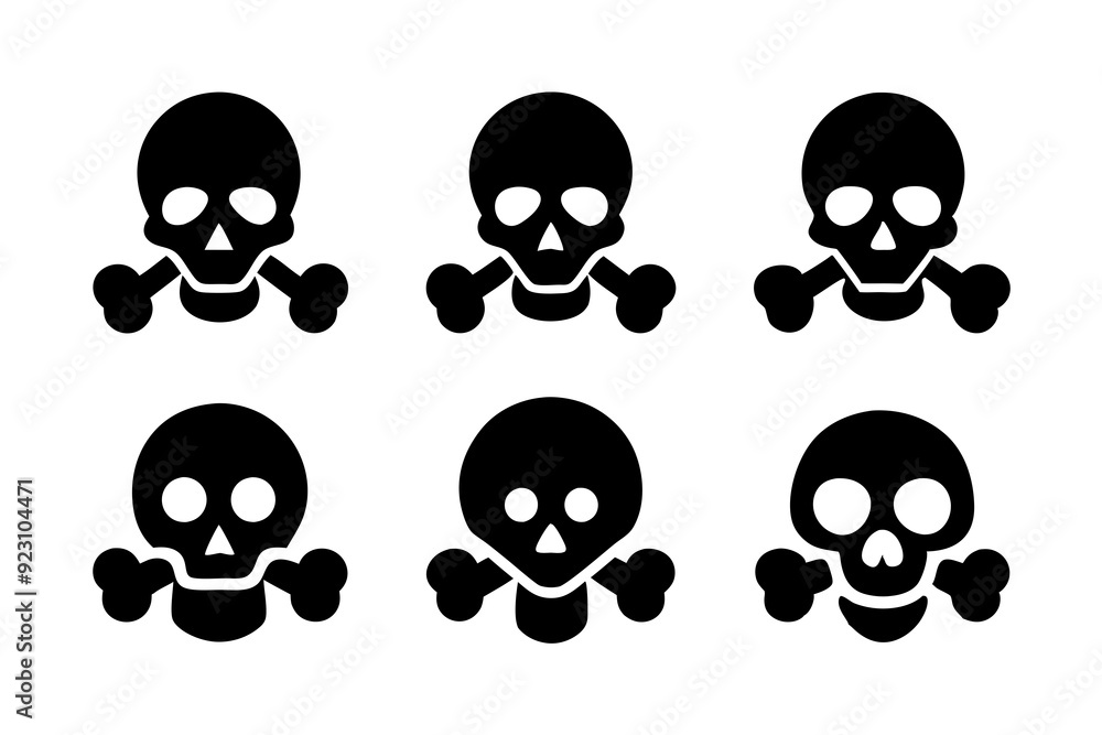 Bones skull icons logo design. Set of skull icon silhouette vector art illustrations.
Bones skull icons logo design. Set of skull icon silhouette vector art illustrations.