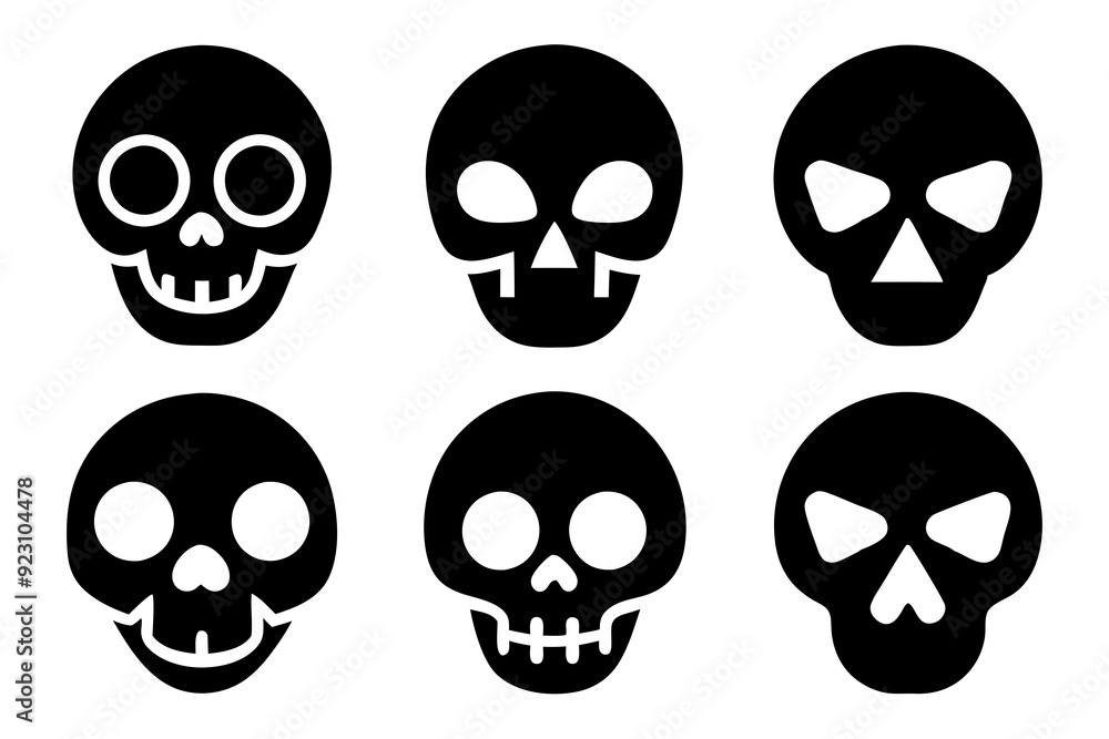Bones skull icons logo design. Set of skull icon silhouette vector art illustrations.
Bones skull icons logo design. Set of skull icon silhouette vector art illustrations.
