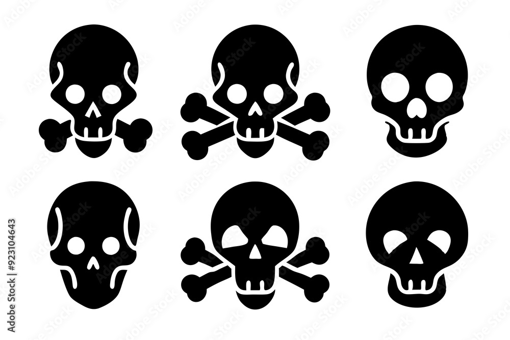 Bones skull icons logo design. Set of skull icon silhouette vector art illustrations.
Bones skull icons logo design. Set of skull icon silhouette vector art illustrations.