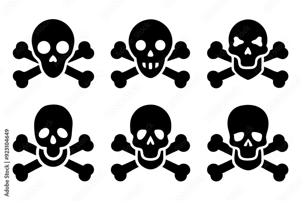 Bones skull icons logo design. Set of skull icon silhouette vector art illustrations.
Bones skull icons logo design. Set of skull icon silhouette vector art illustrations.