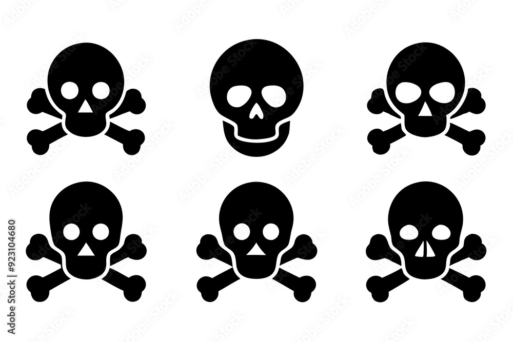 Bones skull icons logo design. Set of skull icon silhouette vector art illustrations.
Bones skull icons logo design. Set of skull icon silhouette vector art illustrations.