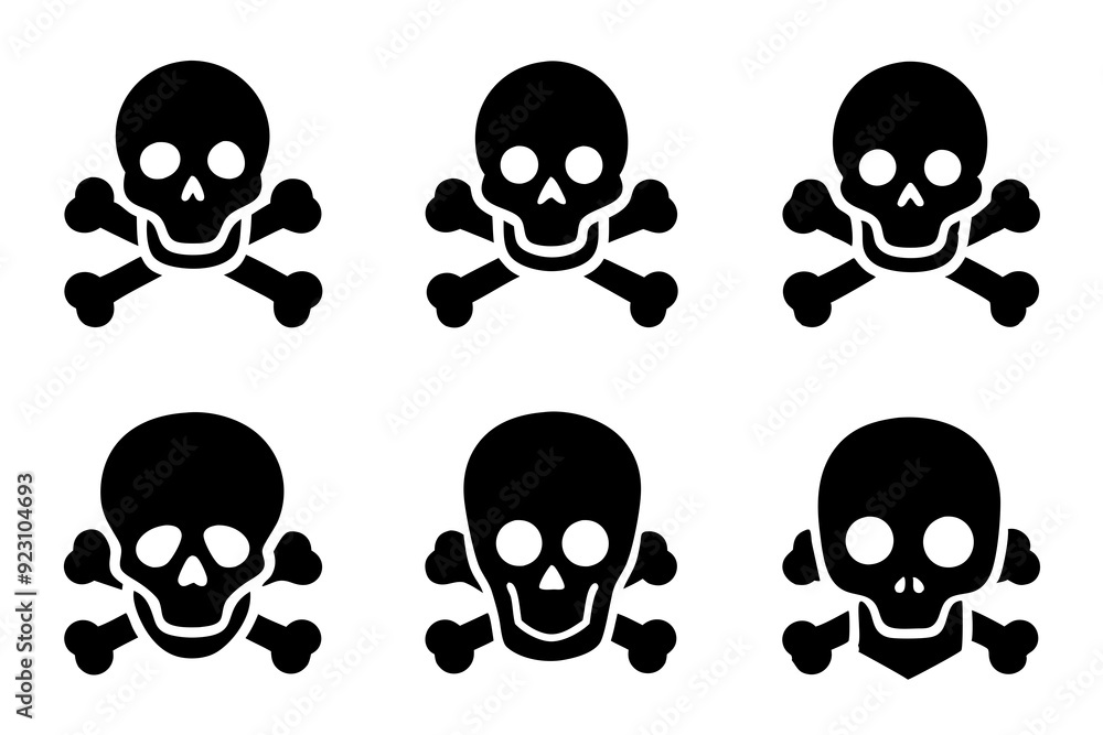 Bones skull icons logo design. Set of skull icon silhouette vector art illustrations.
Bones skull icons logo design. Set of skull icon silhouette vector art illustrations.