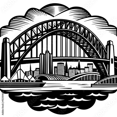 Sydney Harbors Bridge Vector Illustration 