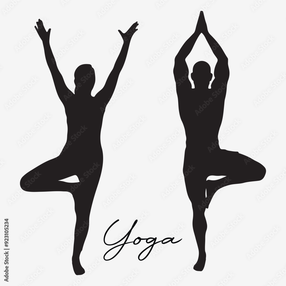Fototapeta premium Yoga Silhouette Vector Illustration