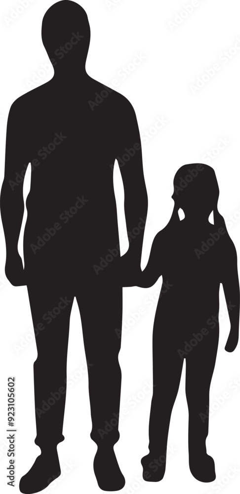 Dad and Child Silhouette Vector Dad and Child Silhouette Vector