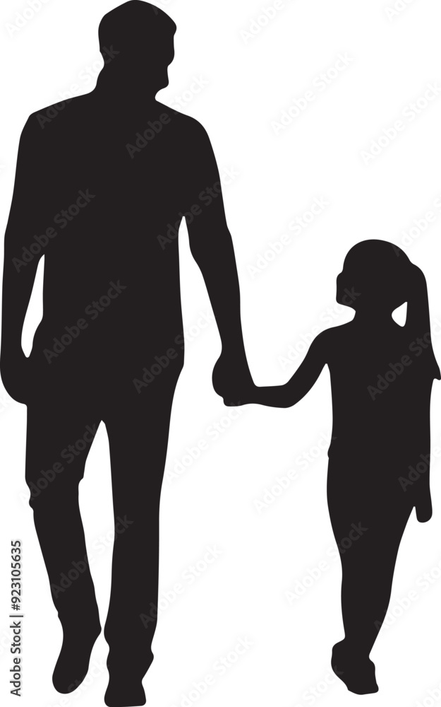 Dad and Child Silhouette Vector Dad and Child Silhouette Vector