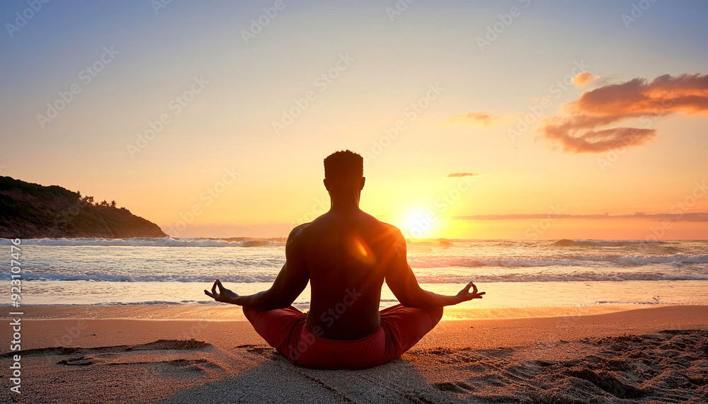 Yoga on the beach at sunset. Meditative Journey at Dawn’s First Light on Pristine Sandy Shores. 1 Yoga on the beach at sunset. Meditative Journey at Dawn’s First Light on Pristine Sandy Shores. 1