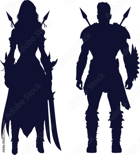 Ninja Vikings Silhouette Vector