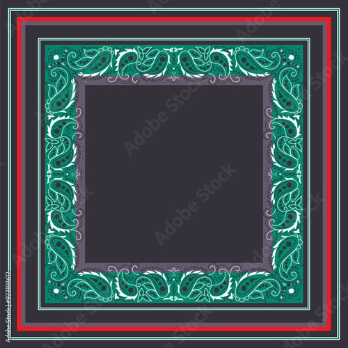 Ornamental paisley and striped graphic for bandana or any design