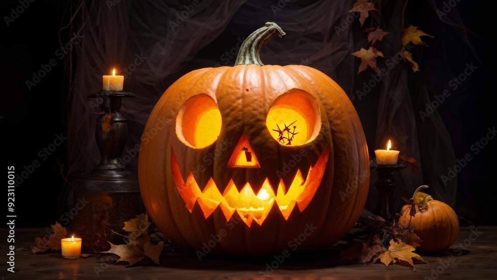 Fototapeta premium halloween pumpkin on a dark background